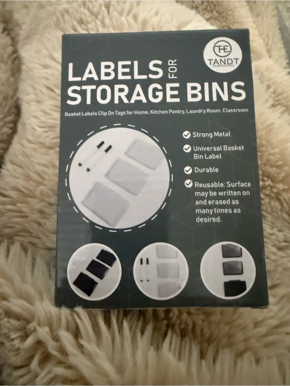 NEW TANDT Metal Clip-On Labels for Storage Bins Reusable Basket Tags Organizer